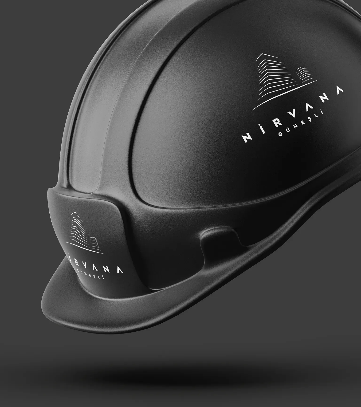 Schwarzer Bauhelm mit Nirvana Logo