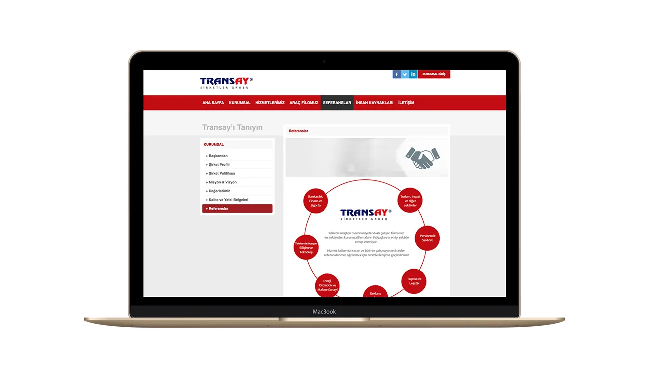 Leistungsübersicht auf der Website von Transay